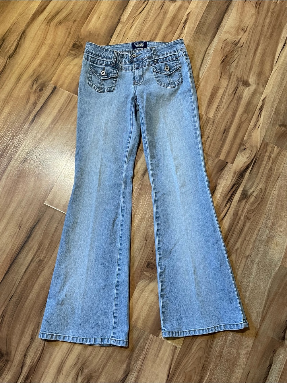 Angels 2000s Low Rise Flare Bell Bottoms w/ Utility Front Pockets Sz 9